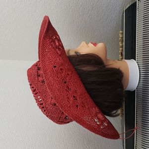 RED STRAW COWBOY HAT